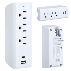 Multi Plug Outlet Extender, 3 AC+2 USB A and C Ports Power Strip with Indicat…