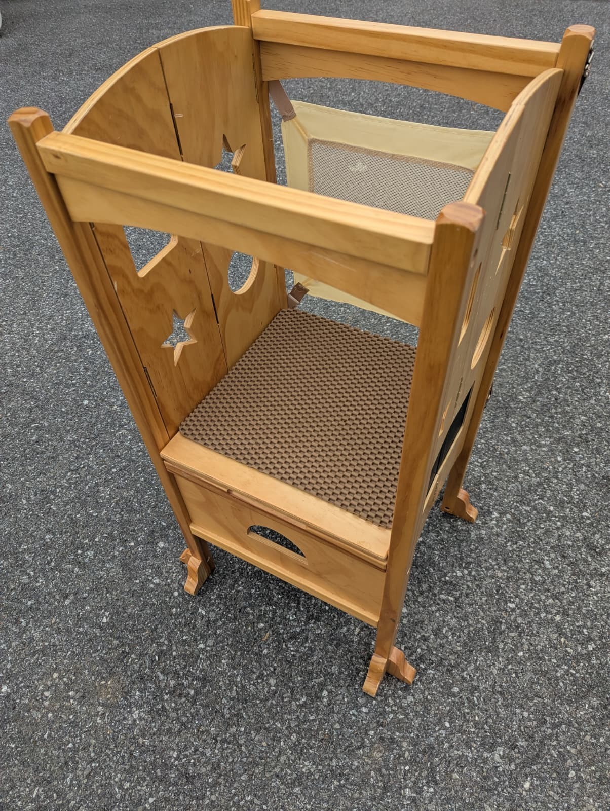 Foldable Kitchen Step Stool Natural Solid Wood - Excellent Condition gallery