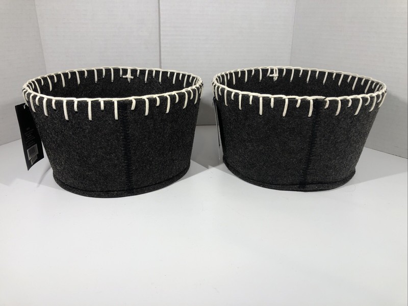 Threshold Target Gray Fabric Storage Bin Decorative Basket Felt Round Set Of 2 gallery