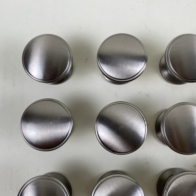 Round Brushed Nickel Silver Cabinet Drawer Knob Pull Handle - Lot of 24 gallery