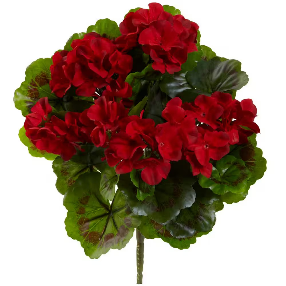 UV Resistant Indoor/Outdoor Geranium Artificial Bush (Set of 4) gallery