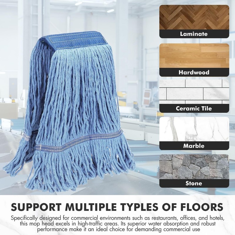 6 pack ,Commercial Mop Head Replacement, Heavy Duty Industrial Cotton Mop Heads gallery