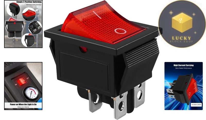 Reliable 4-Pin 2-Position Air Compressor Switch with Light for Kobalt 8 Gal gallery