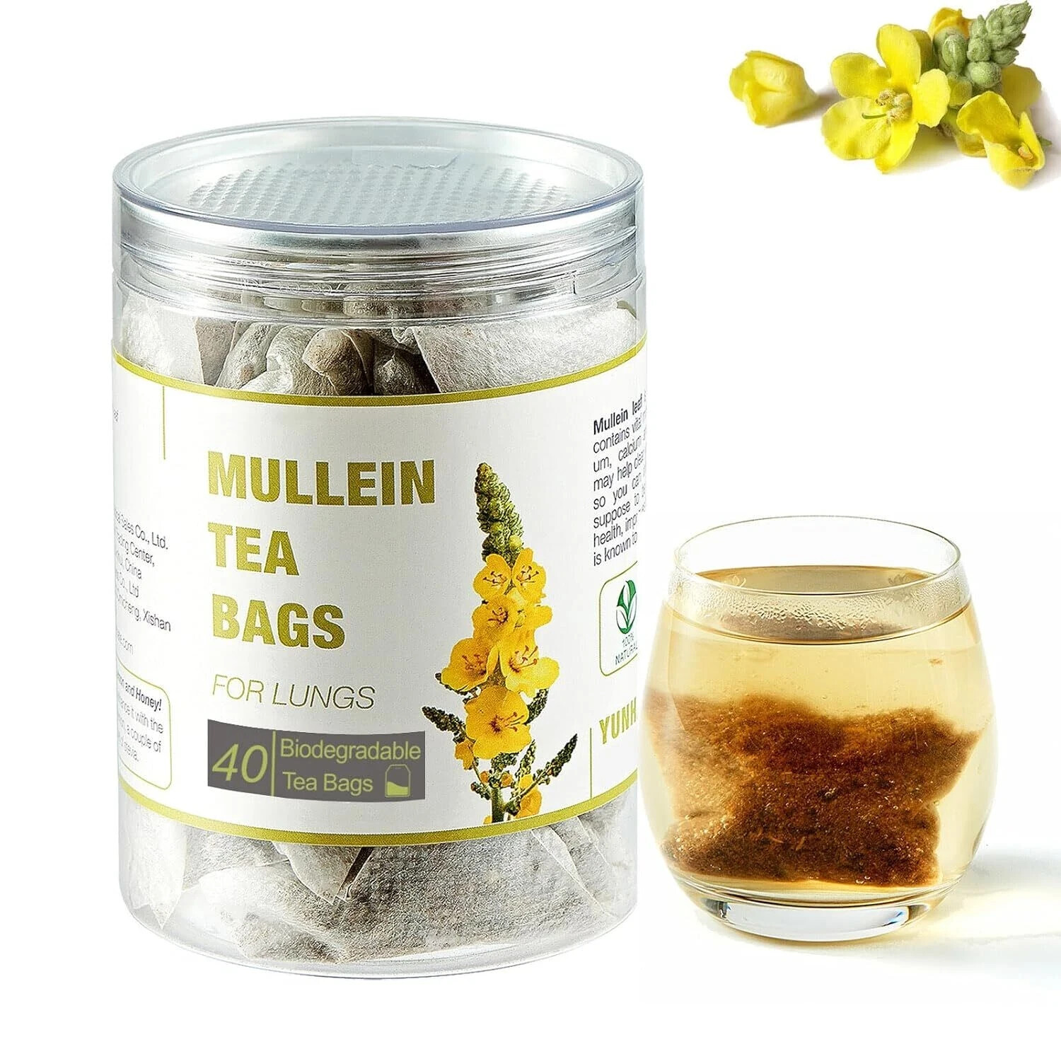 40 Bags Dried Mullein Leaf Tea for Lungs - Lung Detox Cleanse Tea for Smokers - gallery