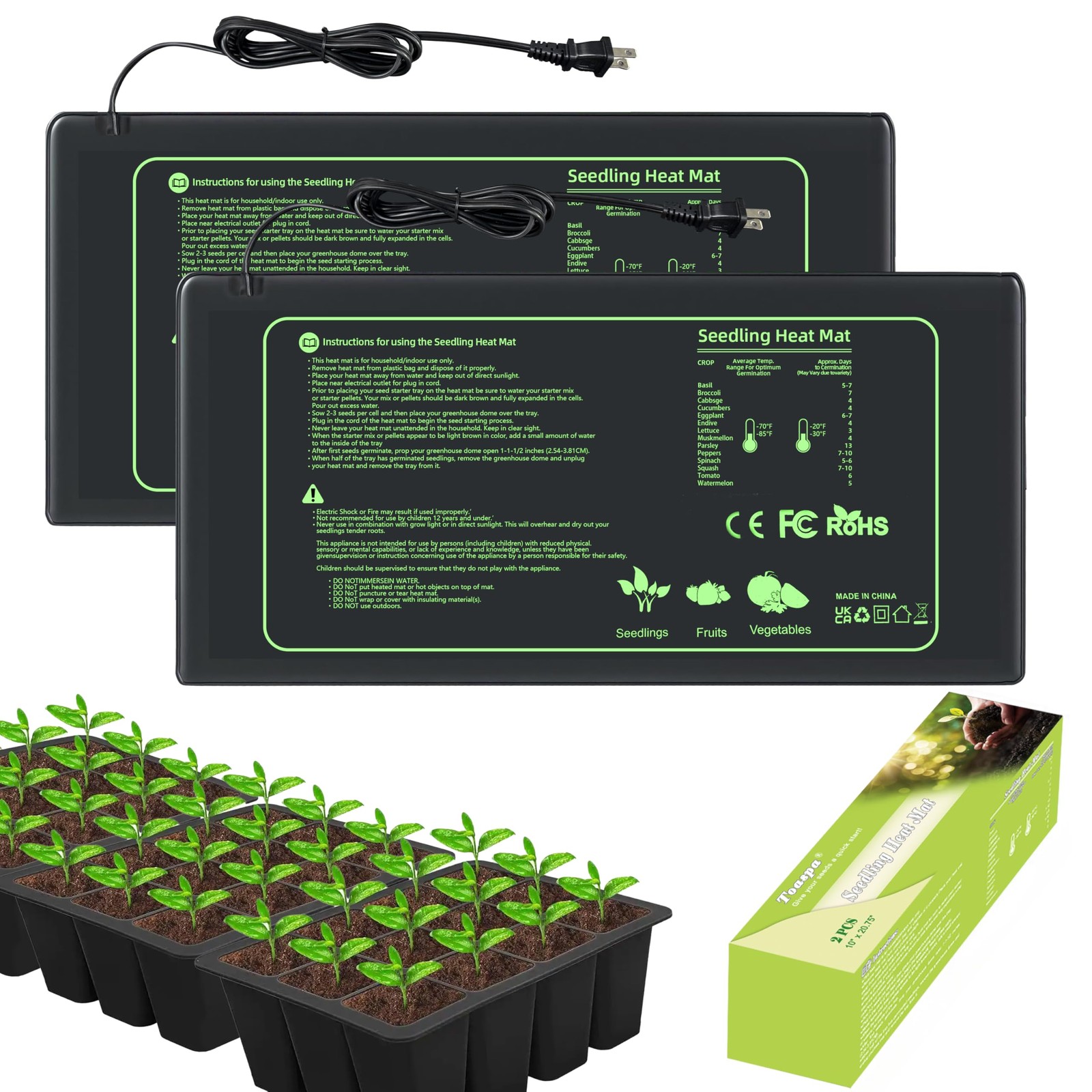 Seedling Heat Mat 2 Pack Heat Mats for Seed Starting Plants Indoor Growing Garde gallery