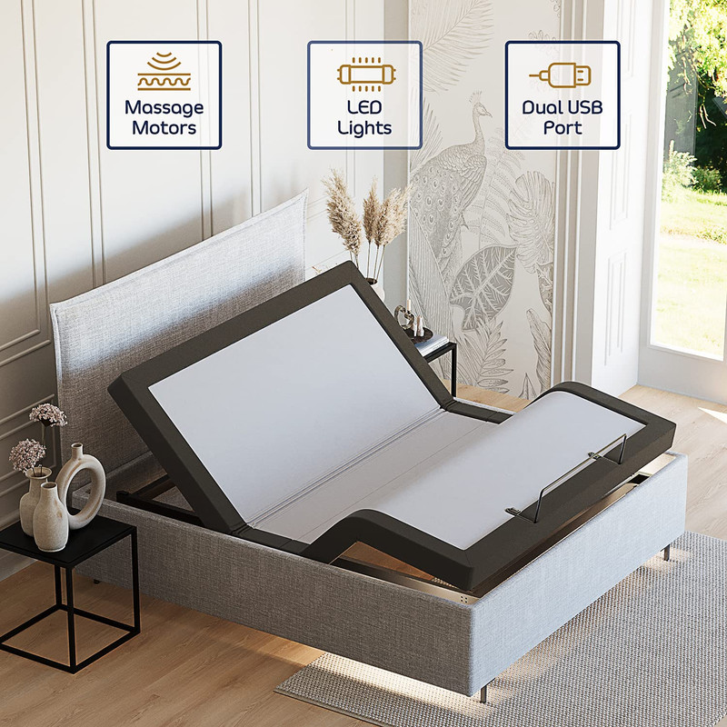 Nestl Adjustable Bed Frame, Zero Clearance Adjustable Massage Bed Frame with Wir gallery