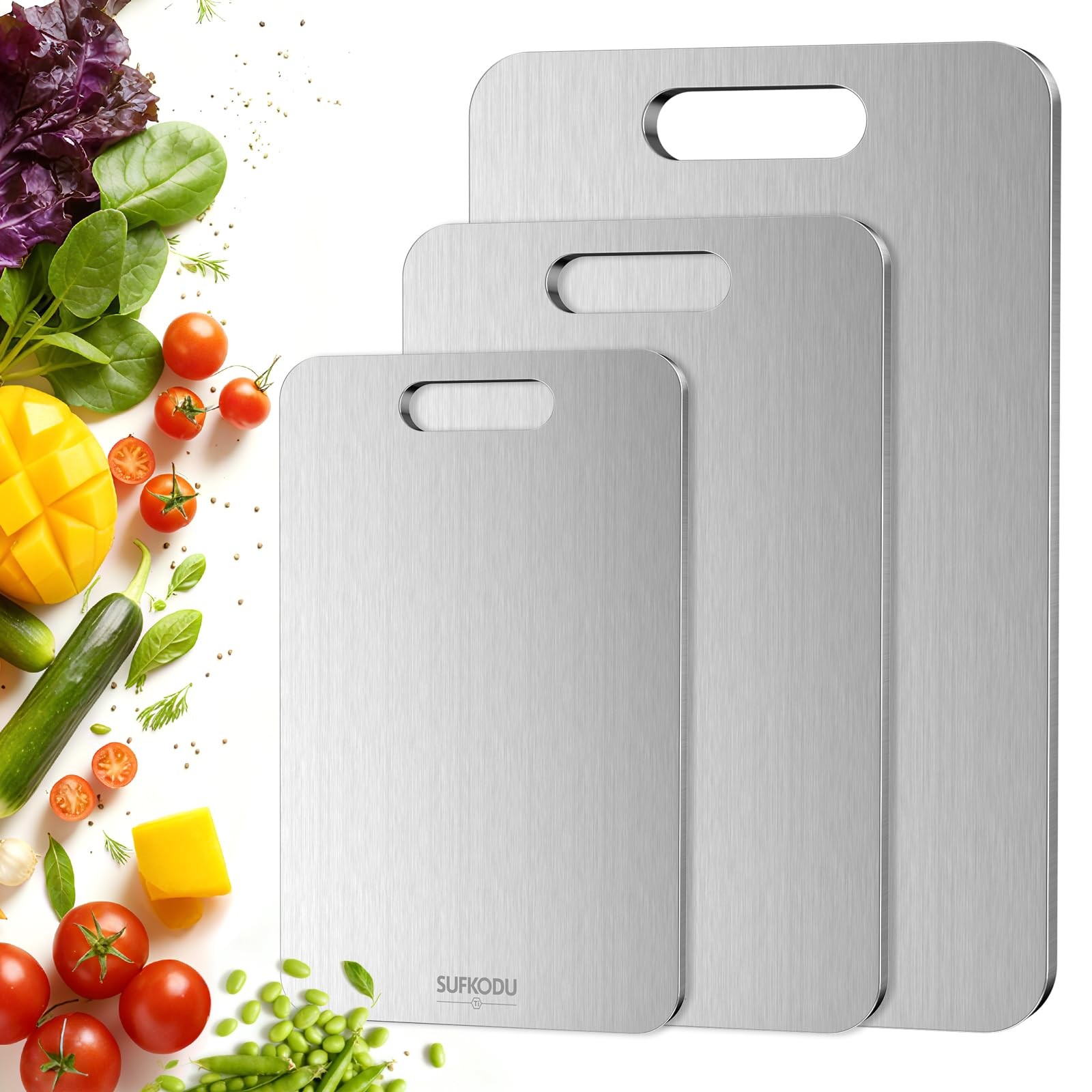 Titanium Cutting Board Set 3pc S M L Double-Sided Non-Toxic Dishwasher Safe gallery