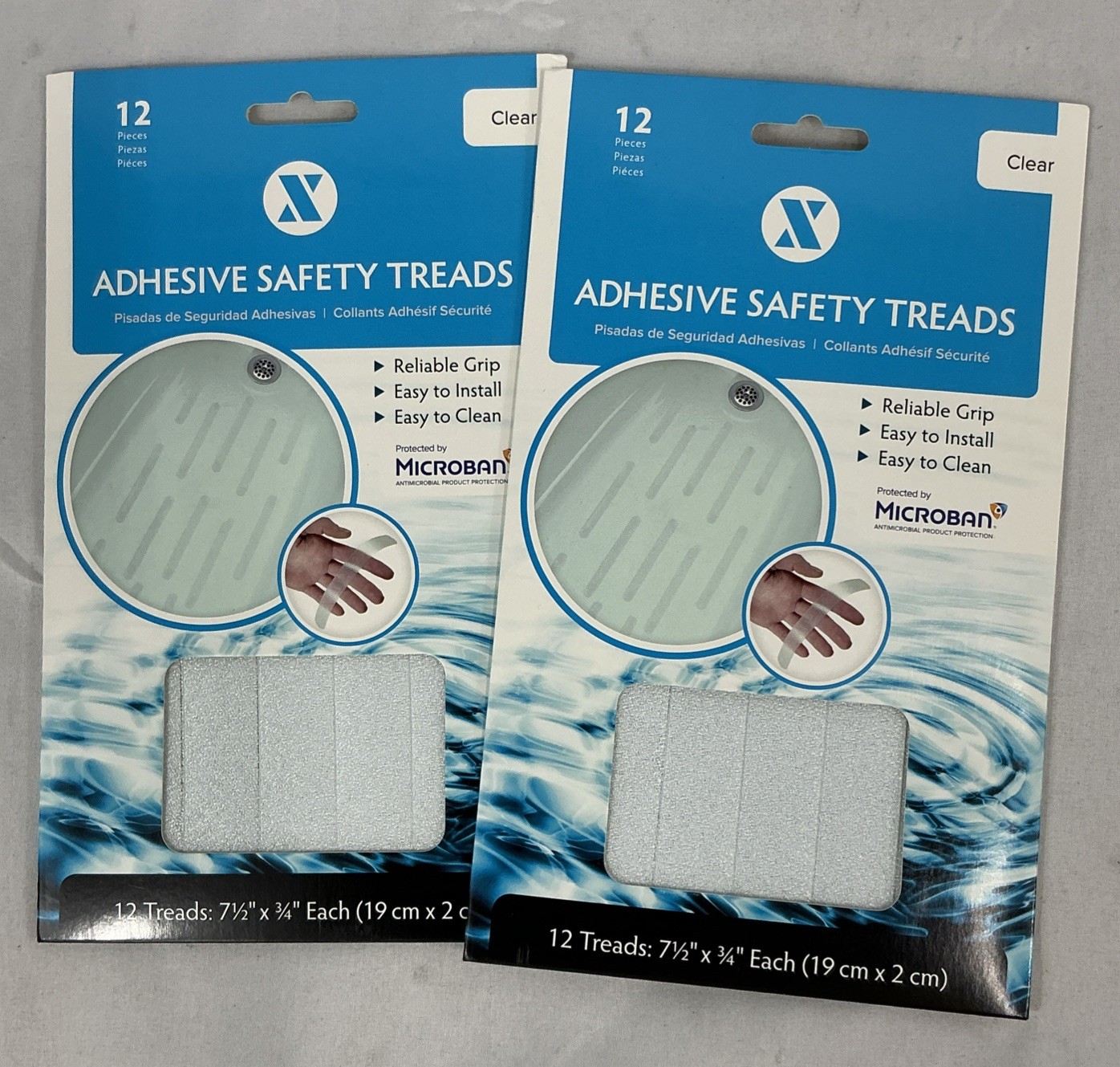 SlipX 7.5 Inch Clear 24 Total 2 12 Packs Bath Safety Tread Strips Antimicrobial gallery