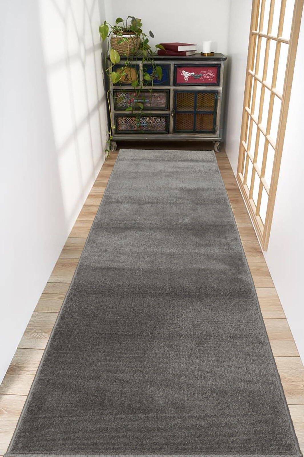 Custom Size Euro Collection Gray Color Medium Pile Washable Non Slip Runner Rug gallery