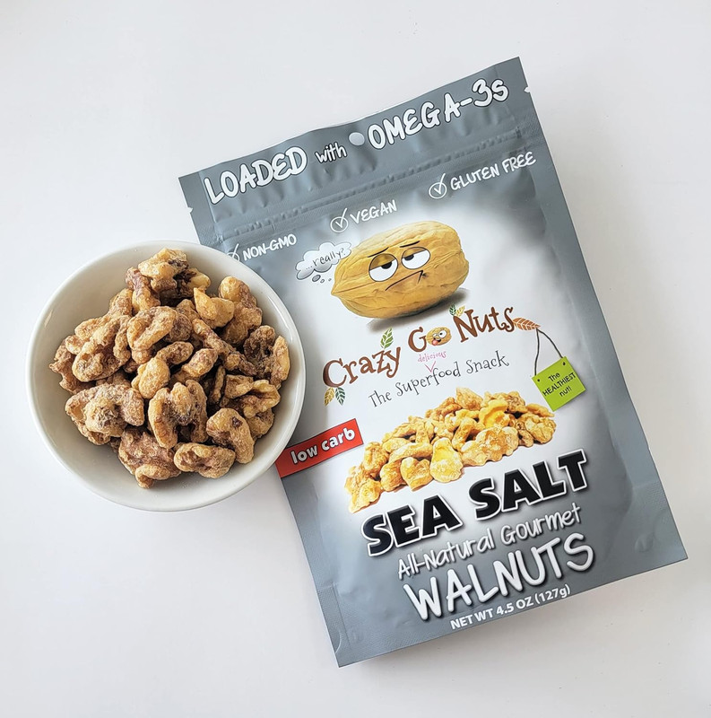 Crazy Go Nuts Walnuts Plain with Sea Salt - Glazed Walnuts, Vegan, Low Carb, Glu gallery