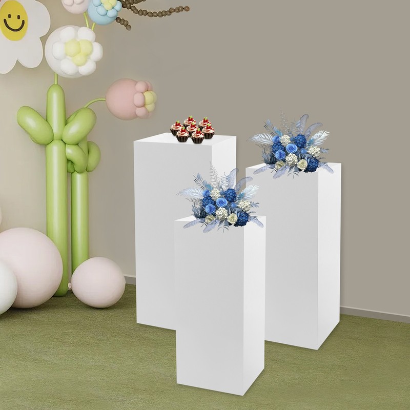 Metal Cube Pedestal Table Display Riser Flower Sculputure Lamp Base Stand 3pcs gallery