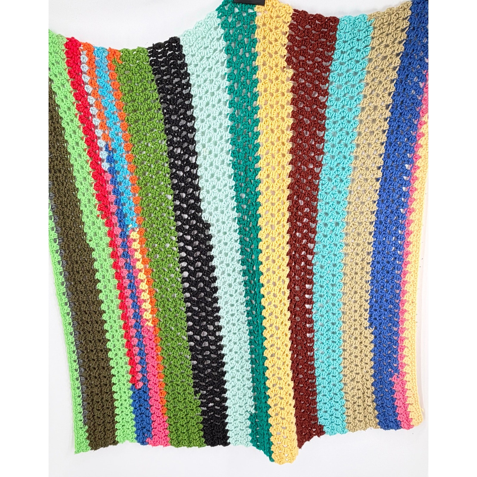 Handmade Colorful Crochet Throw Blanket Striped Afghan Boho 50x41 Cozy gallery