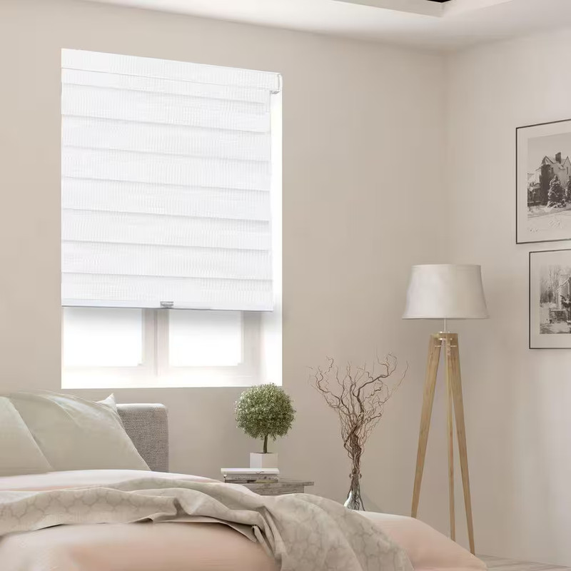 White Cordless Room Darkening Polyester Dual Layer Zebra Roller Shades-69 In. W gallery