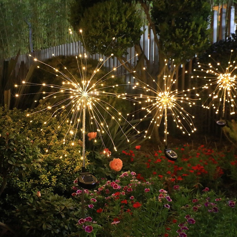 150 LED Solar Firework Lights String Outdoor Waterproof Path Lawn Garden Decor gallery