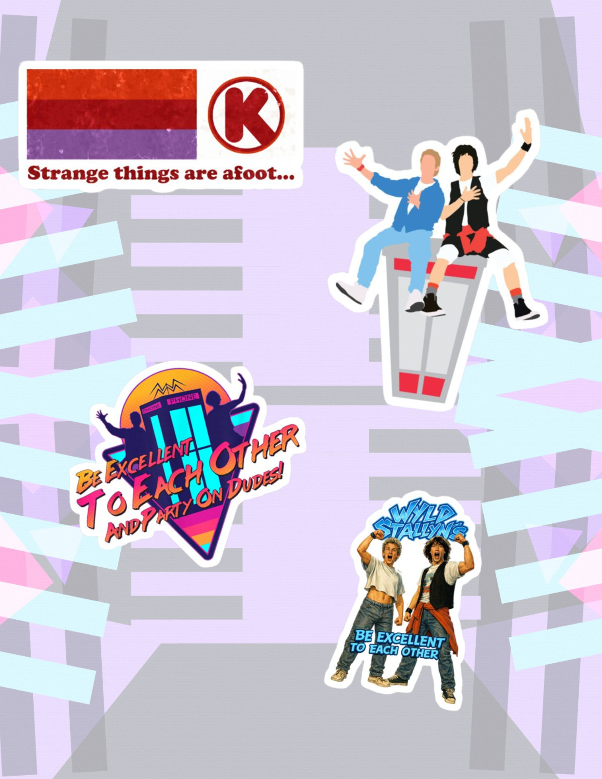Bill & Ted's Excellent Adventure 80's Movie 4pc Sticker Pack gallery