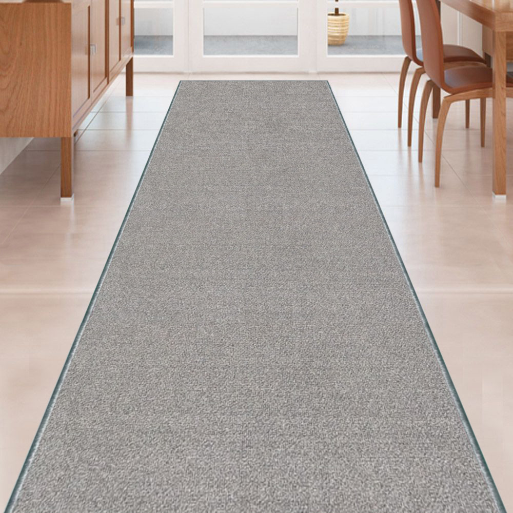 Custom Size SOLID GREY Stair Hallway Runner Rug Non Slip Rubber Back GRAY