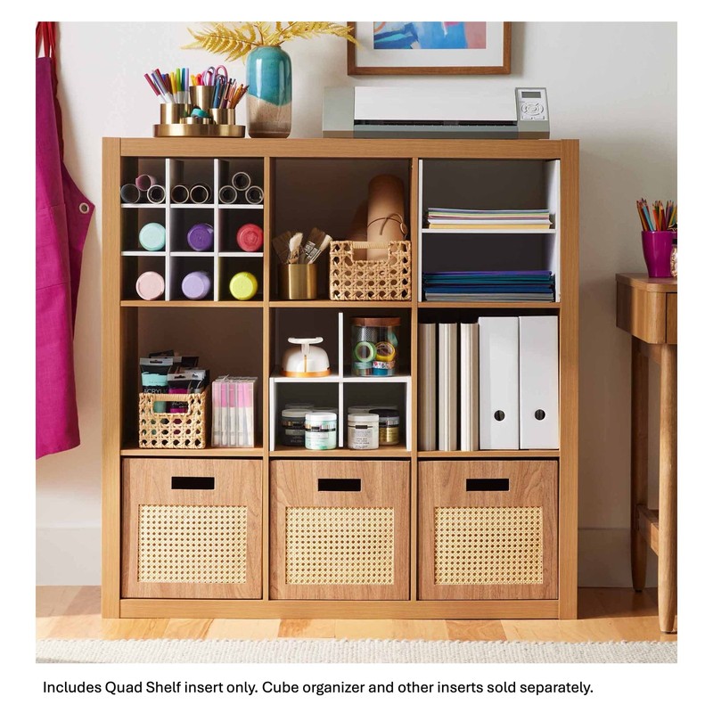 Quad Shelf Cube Organizer Insert White Space Saving Particle Board 1 Pack gallery