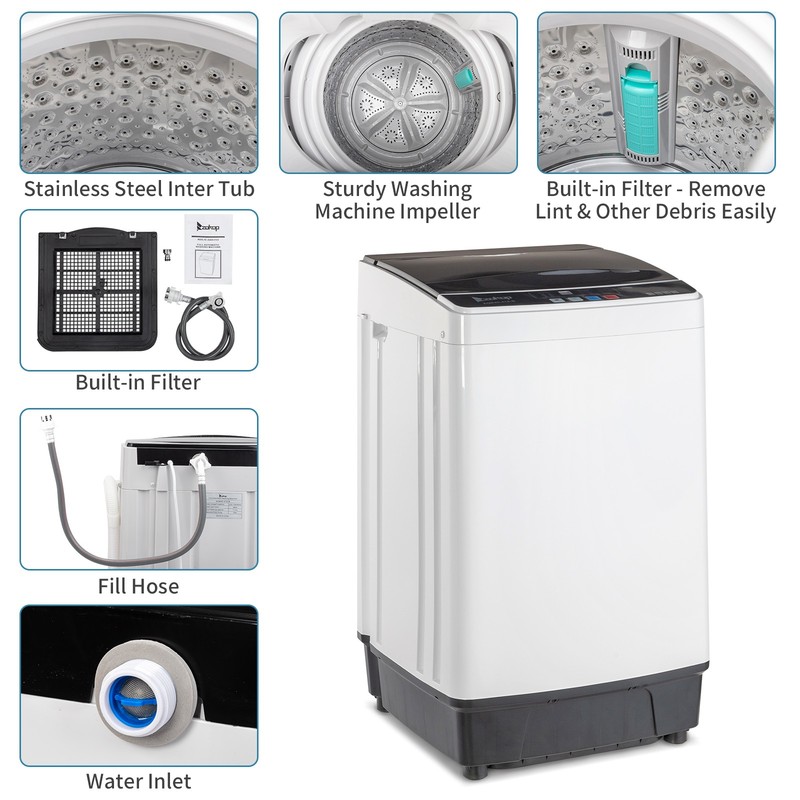 Full-Automatic Washing Machine Portable Compact Laundry Washer Spin w/Drain Pump gallery
