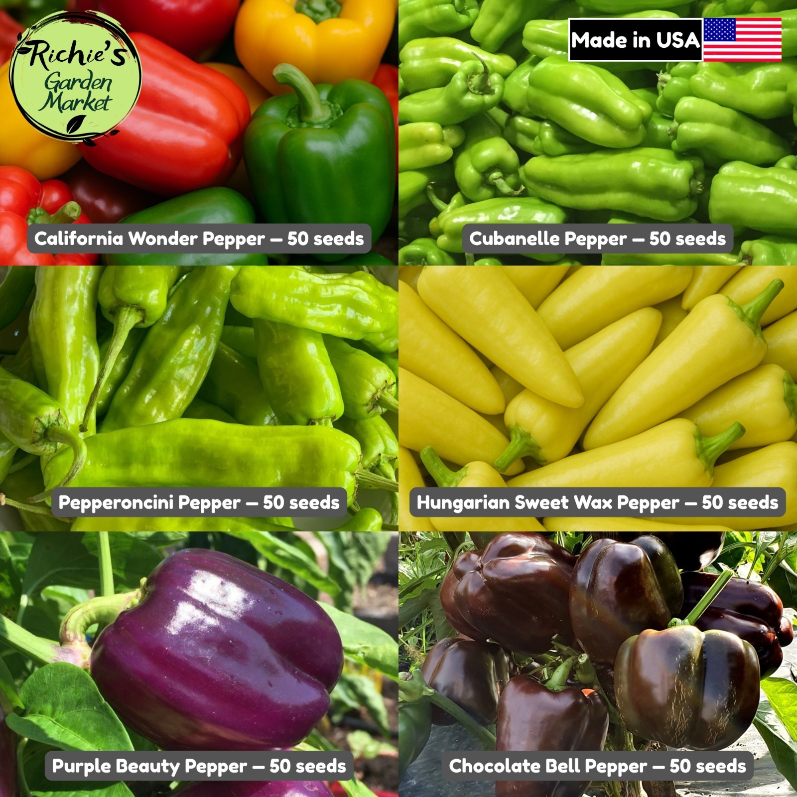 6 Sweet Pepper Seeds Collection, High Yield, Non-GMO, Fast Growing, Easy to Grow gallery