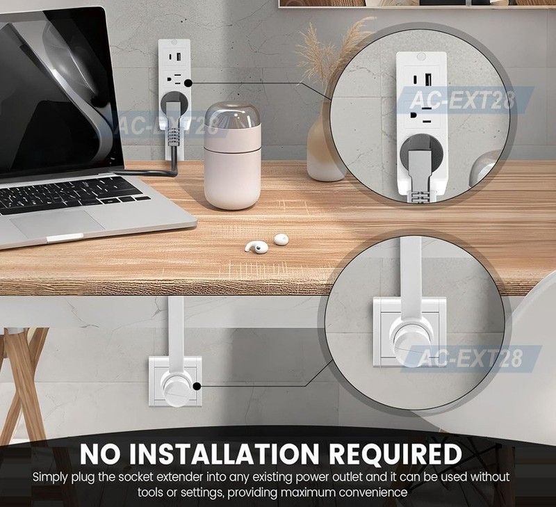 AC Outlet Extender Max 28" With 2 Outlets 2 USB Ports For Tight Hidden Areas gallery