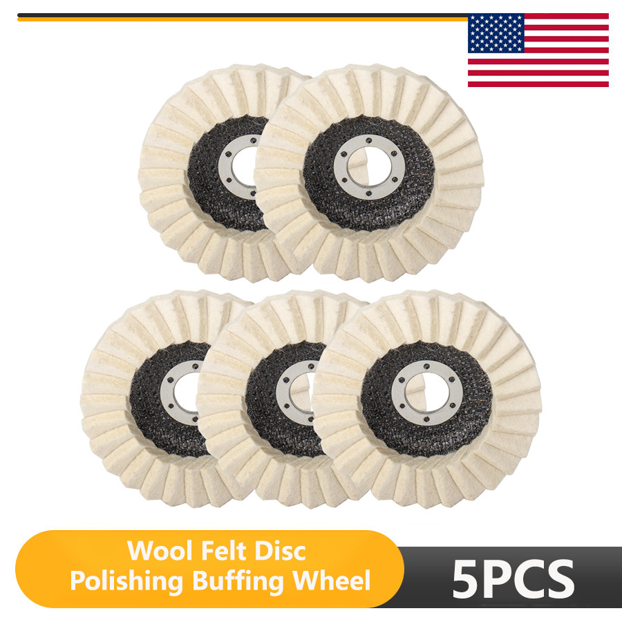5X 5" Wool Polishing Wheel Flat Flap Disc Buffing Pad For Angle Grinder Metal gallery
