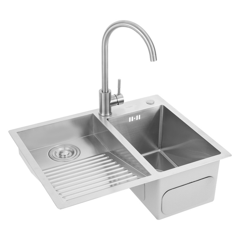 Laundry Sink Double Basin With Hot/Cold Faucet 304 Stainless Steel Scrub Basin gallery