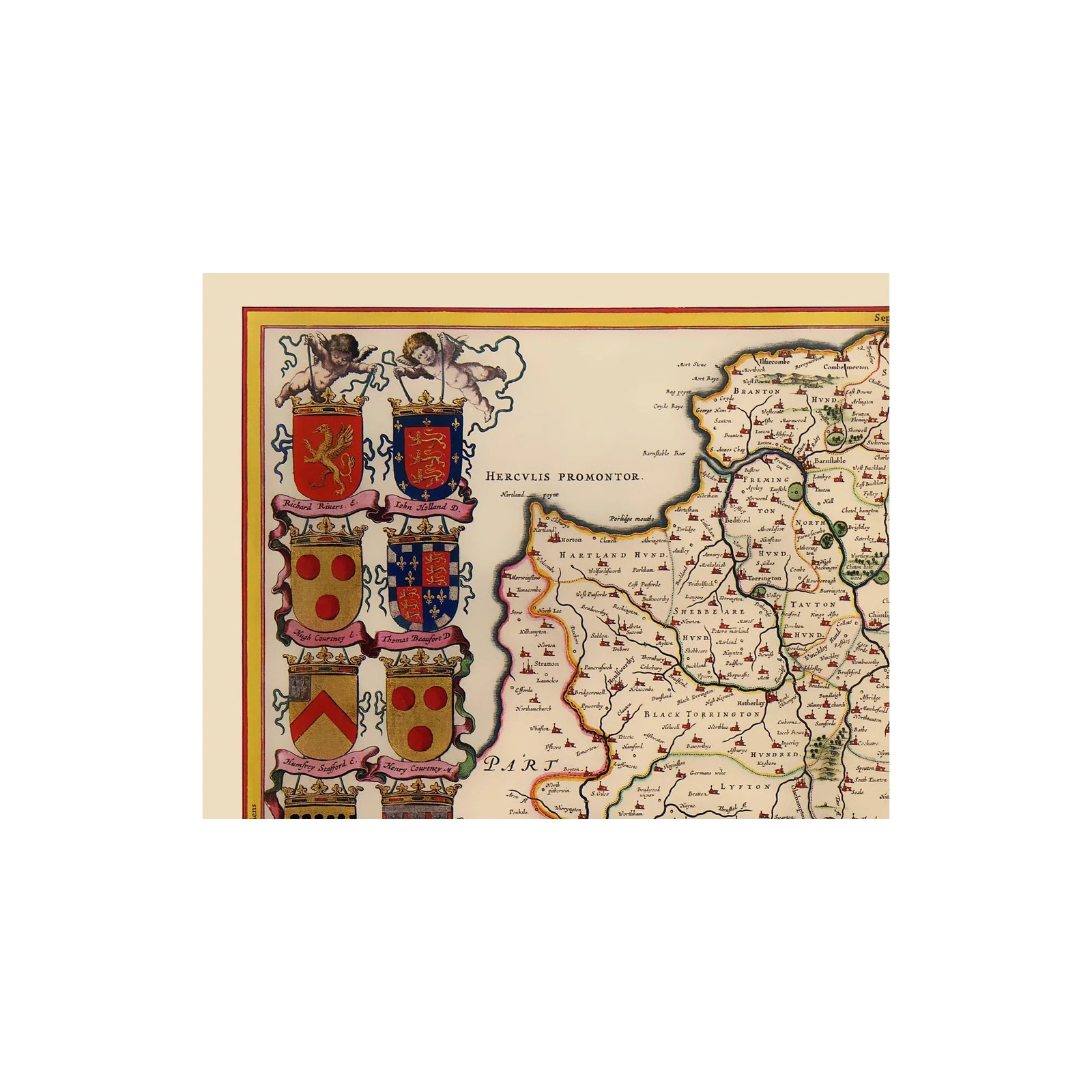 Historic Map - Devon County England - Blaeu 1646 - Vintage Wall Art gallery