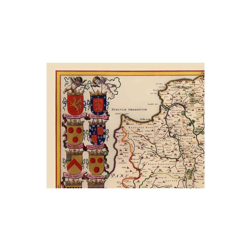 Historic Map - Devon County England - Blaeu 1646 - Vintage Wall Art gallery