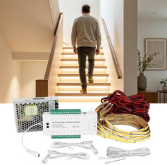 Wired Indoor Motion Sensor Stair Light with 20” Cuttable LED Strip, 9 Modes