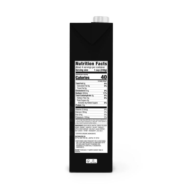 Kettle Fire Classic Beef Bone Broth Shelf-Stable 32 oz gallery