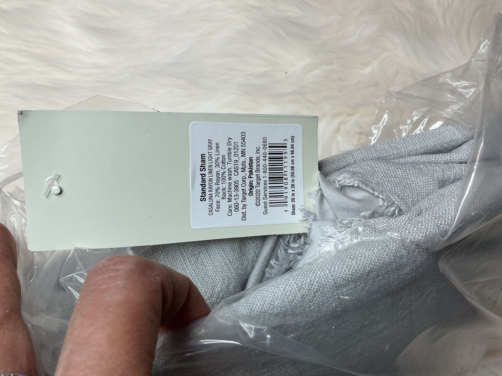 Casaluna Linen Blend Pillow Cover Light Gray Pillow Sham Standard 20" x 26 gallery