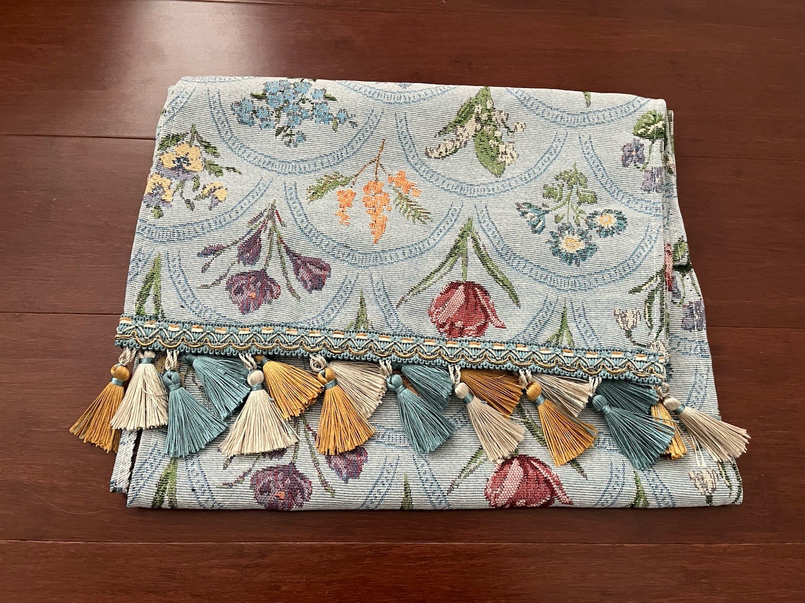 Floral Tapestry Table runner With Tassels, Vintage Garden Pattern.12✖️71 in gallery