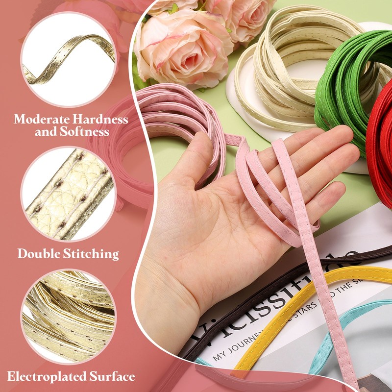 0.3" 118" Double Stitched Leather Strap, for Light Gold Color gallery