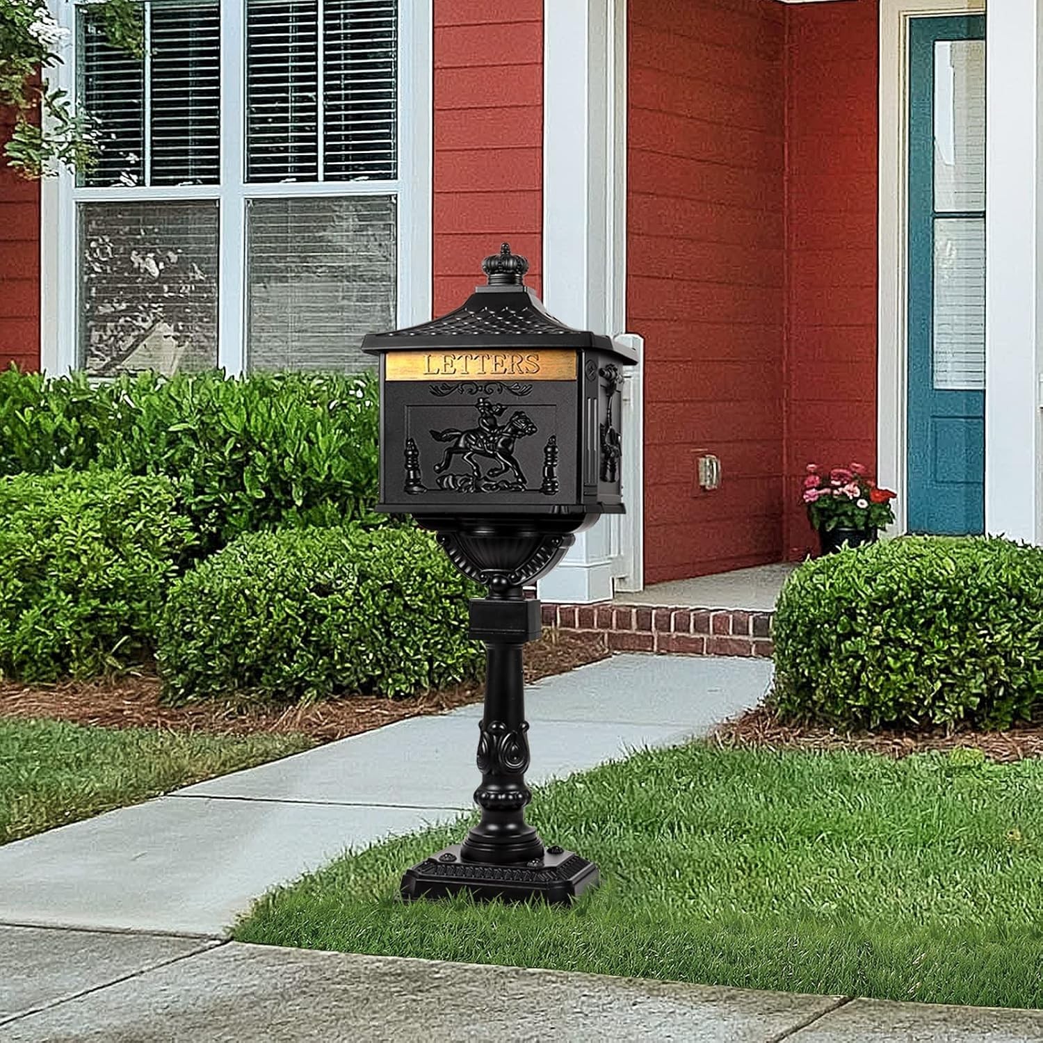 Mailbox Cast Aluminum Black Mail Box Postal Box Security Heavy Duty New gallery
