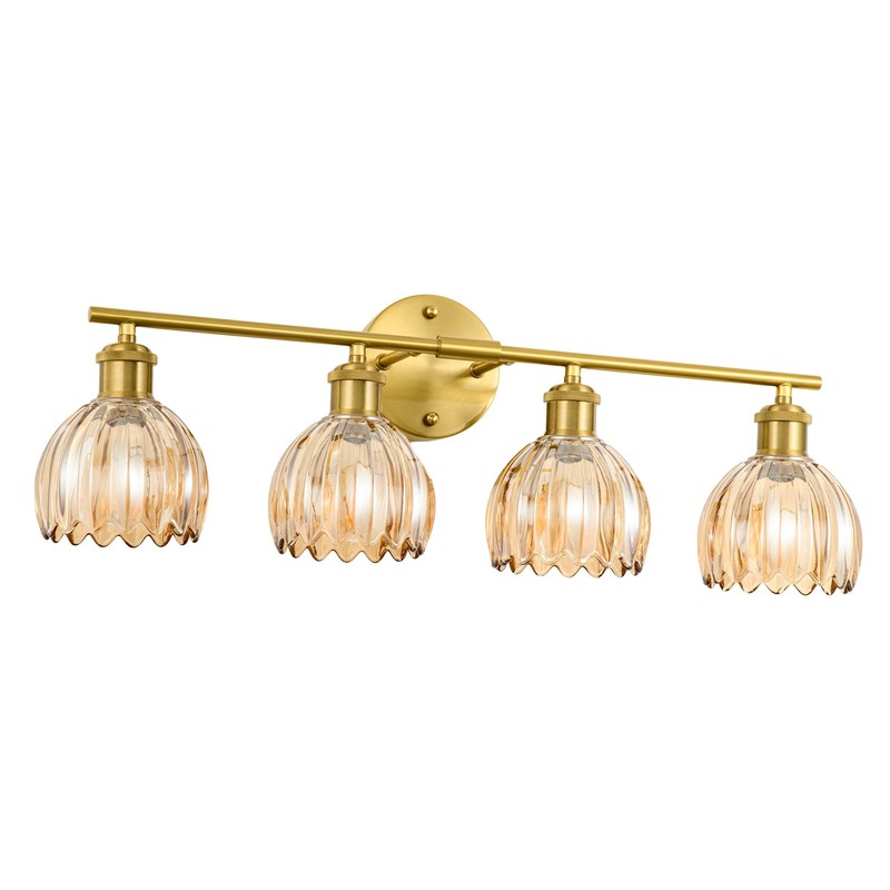 Premium 4-Light Copper Vanity Light with Amber Glass Shades,Adjustable E26 gallery