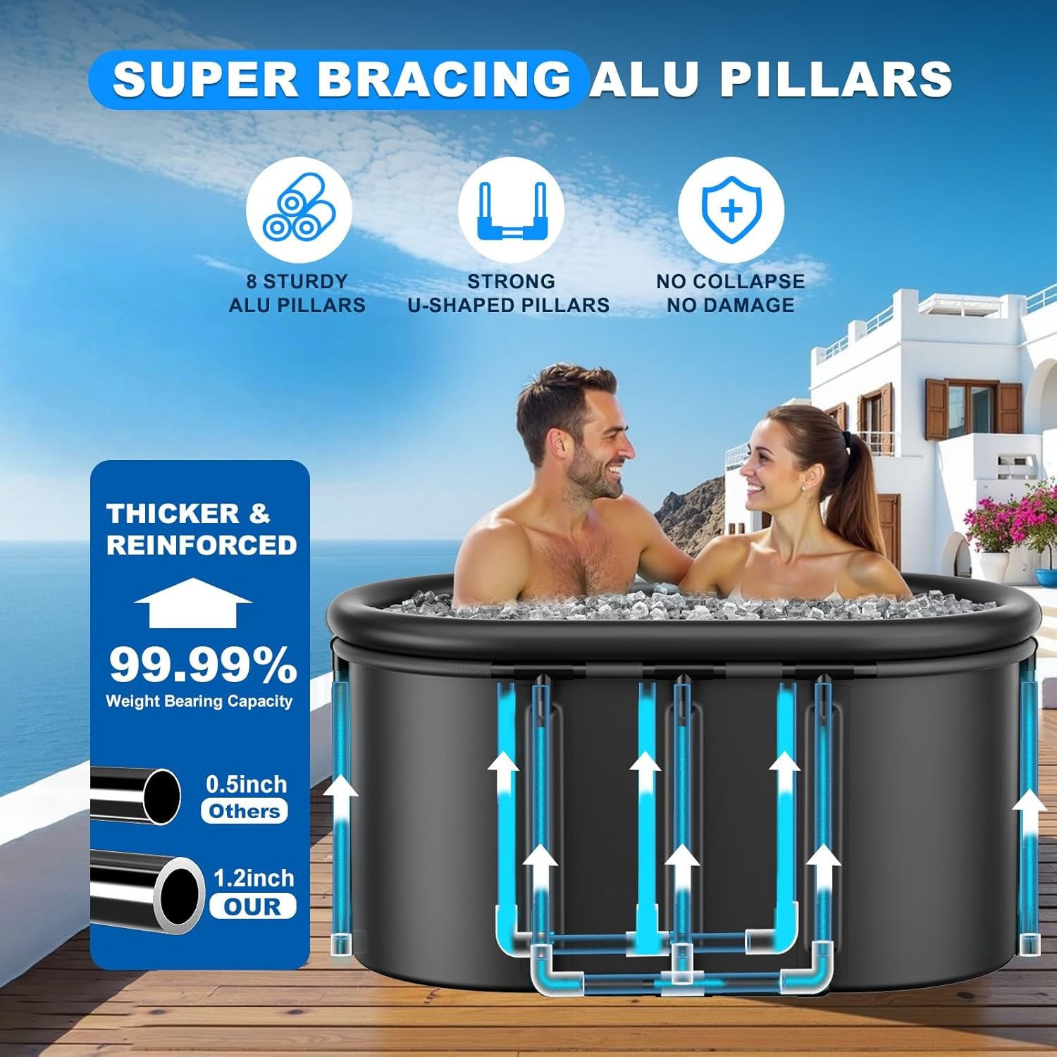 148-Gal Inflatable Ice Bath Tub for Cold Water Therapy Water Chiller Compatible gallery