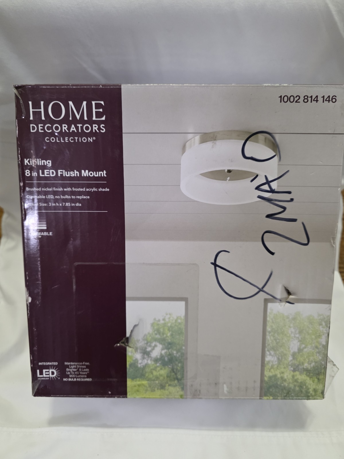 (1) NIOB Home Decorators Kipling 8" LED Flush Mount Light, Brushed Nickel gallery