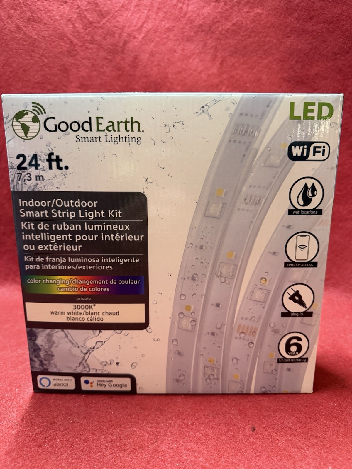 Good Earth Smart Lighting Indoor|Outdoor Smart Strip Light Kit 24 Ft. NEW sealed gallery