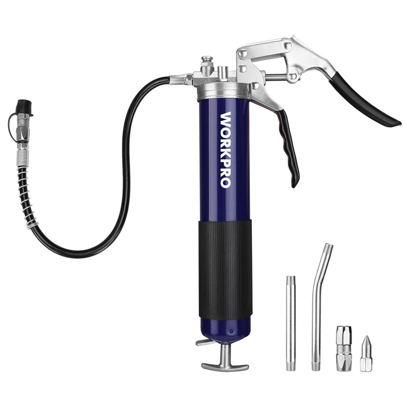 WORKPRO Grease Gun Kit, 6000PSI Heavy Duty with 18 inch Flexible Hose 14oz Load gallery