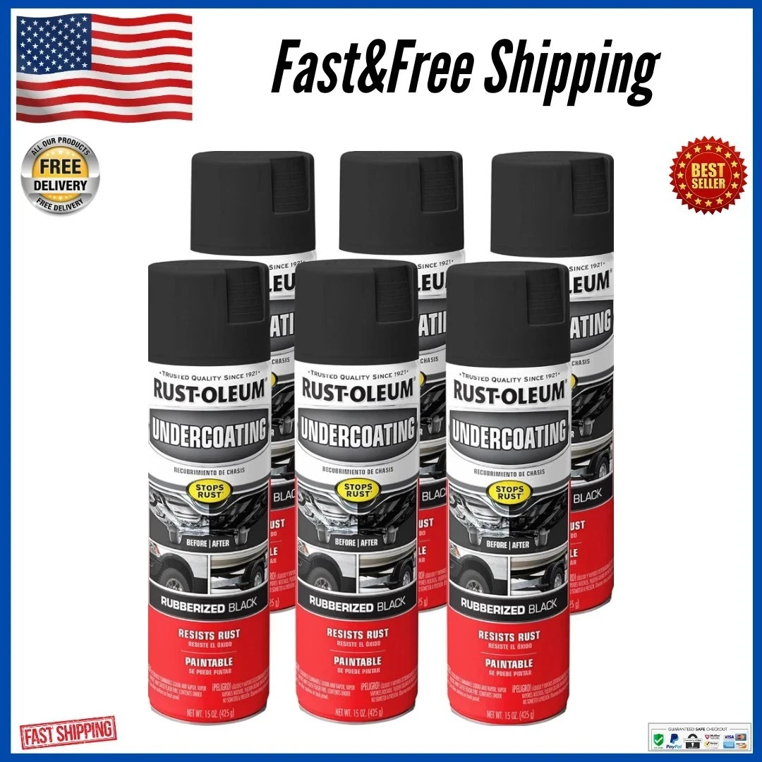 Rust-Oleum 248657-6PK Stops Rust Undercoating Spray, 15 oz, Rubberized Black, 6 gallery
