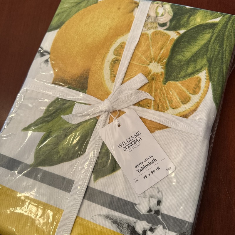 Williams Sonoma Meyer Lemon Cotton Tablecloth 70”x90” Botanical Print NWT gallery