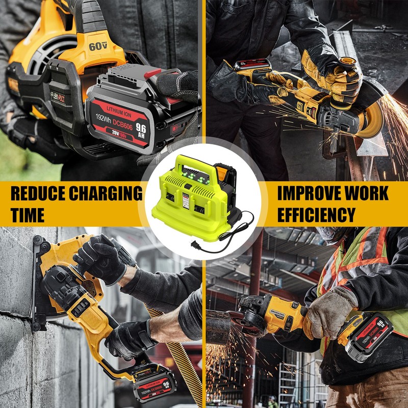 For DEWALT 20V/60V Max Flexvolt DCB609 Lithium-Ion Battery 6-Port Charger DCB104 gallery