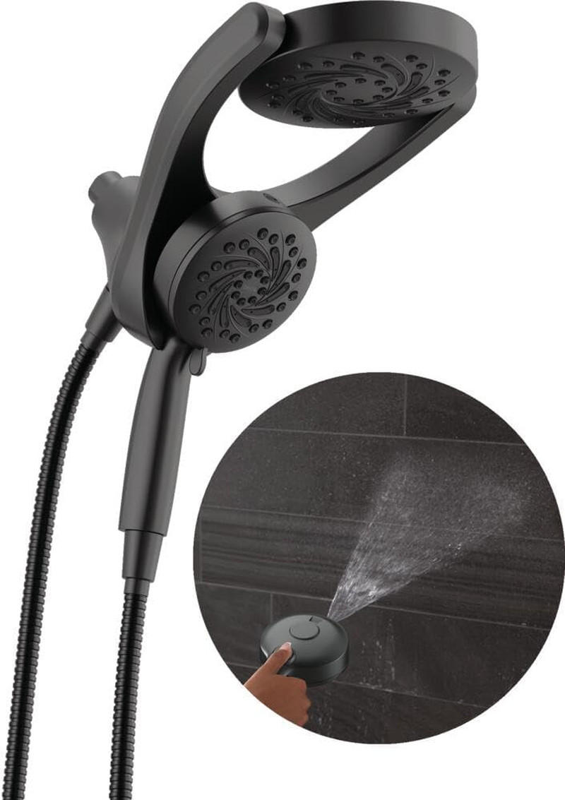 5-Setting Hydrorain 2-In-1 Dual Shower Head with Proclean Spray, Matte Black Hig gallery