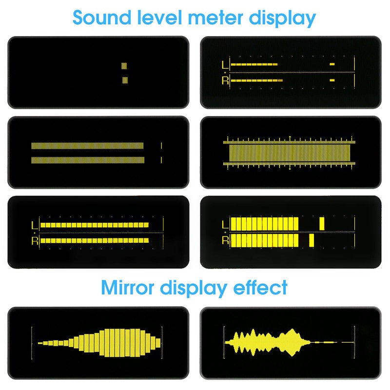 OLED Sound Level VU Meter Audio Spectrum Analyzer Digital Clock Home Decor gallery