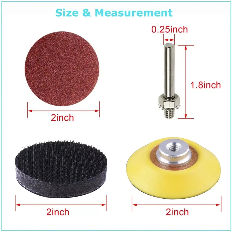 306PC 2 inch Sanding Discs Dry Hook Loop 80-3000 Grit for Drill Die Grinder US gallery