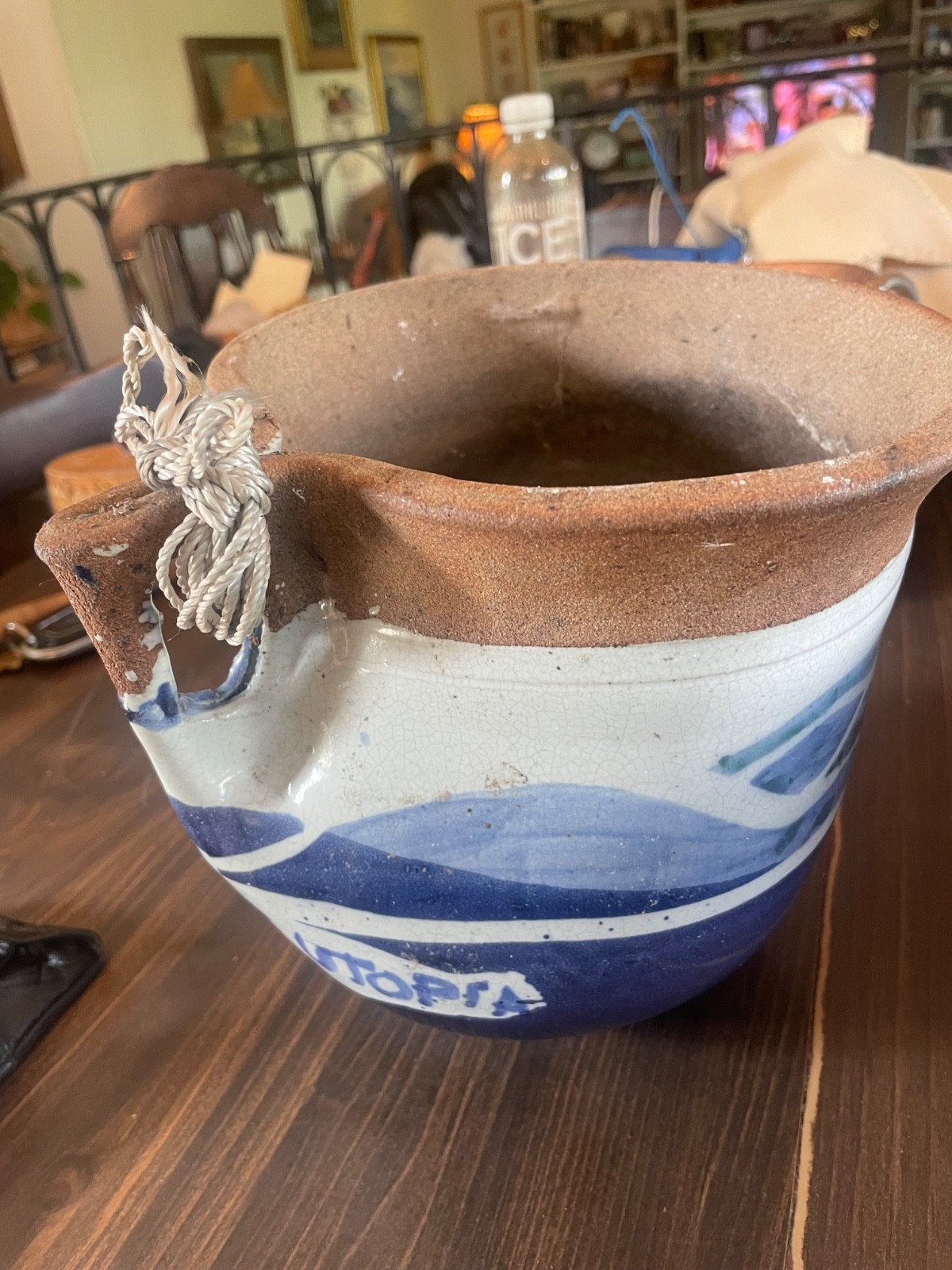 Terra Cotta PAINTED Hanging Planter/ POT - 9 X8 INCHES - ROUND BOTTOM-UTOPIA gallery