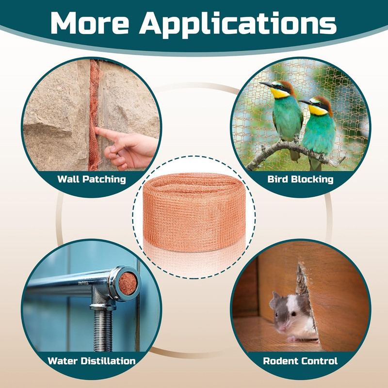 Rustproof Copper Mesh Roll for Rodent Control - 5in x 30ft with Installation Too gallery