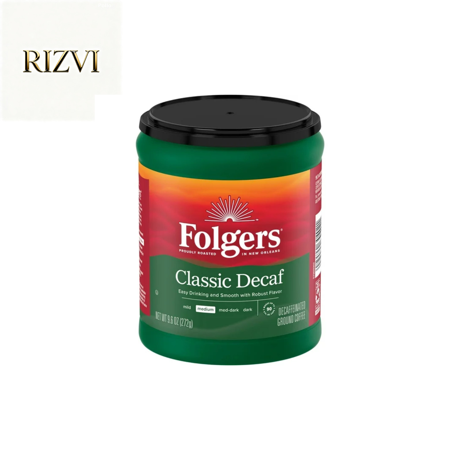 Folgers Decaf Coffee, Ground Coffee, Classic Medium Roast, 9.6 oz Canister gallery