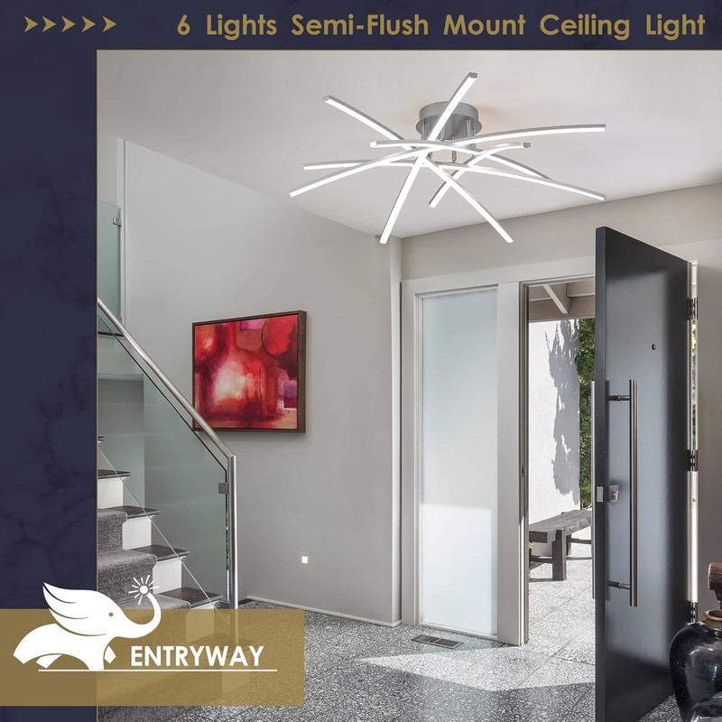 Semi Flush Mount Ceiling Light, 32.8” Dimmable LED Chandelier Modern Ceiling Lig gallery