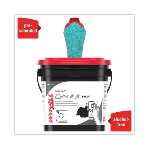 WypAll Clean ProScrub Wipes, Cloth, 9.5x12, Citrus, 75/Bucket, 3 Buckets/Carton gallery